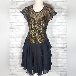 Vintage Late Edition Black Ruffle Party Mini Dress